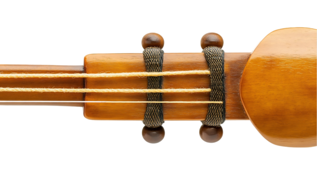 Closeup Wooden Stringed Instrument Neck