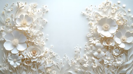 Elegant White Paper Flowers Bouquet 3D Floral Art Wedding Decoration Romantic Cream Papercraft