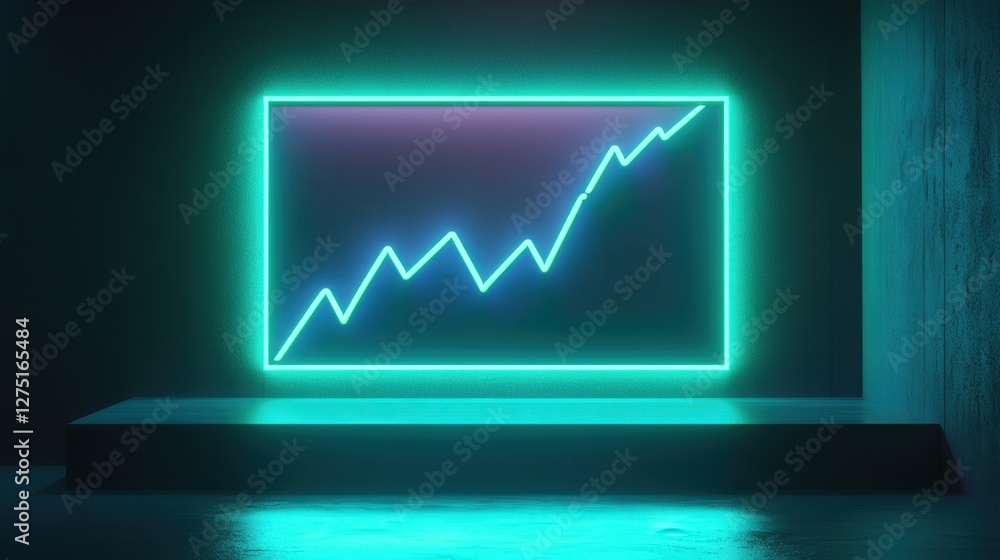 Poster green line graph steadily climbing to the right, symbolizing the increase in value and the future of