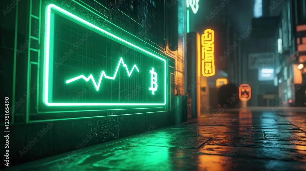 Poster green line graph steadily climbing to the right, symbolizing the increase in value and the future of