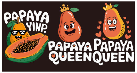 papaya queen cute mascot of papaya design template vector png