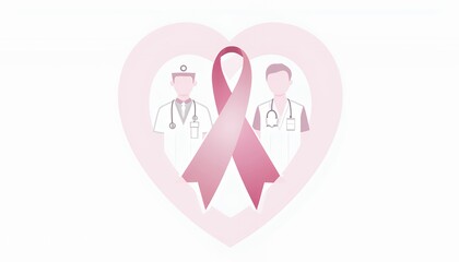 Pastel Pink Heart Ribbon Healthcare Support Graphic