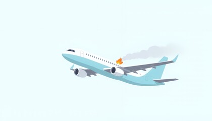 Pastel Plane Engine Failure Takeoff Illustration