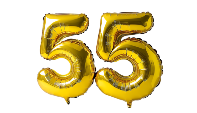 Gold Balloons Number 55 Birthday Celebration