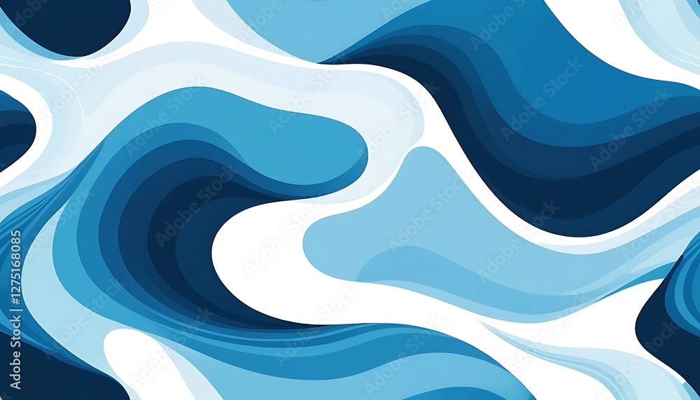 Poster blue wave abstract background with swirling shapes and dynamic curves