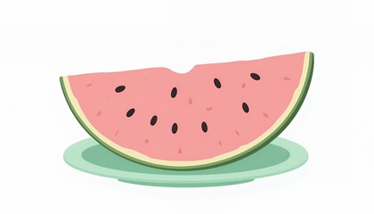 Pixel Art Watermelon Slice on Green Plate