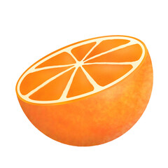 eine illustrierte farbige halbiert aufgeschnittene Orange oder Apfelsine als Freisteller