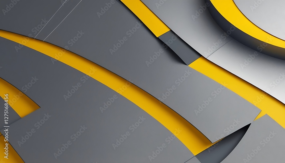 Aufkleber dynamic gray and yellow abstract pattern modern architectural design