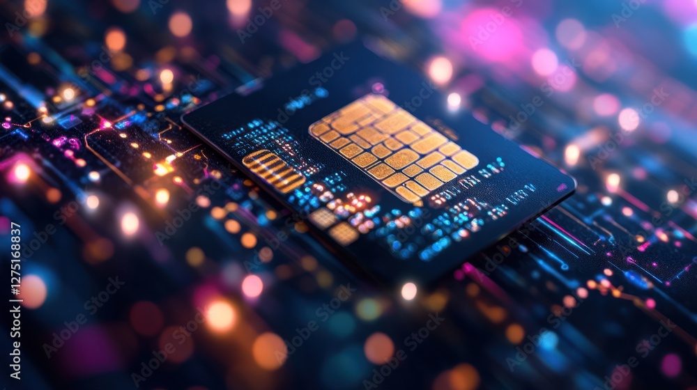 Poster microchip circuit board glow technology data