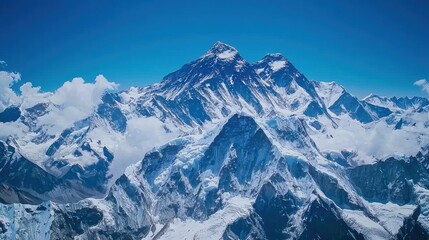 Obraz premium Majestic mountain peaks himalayas aerial photography natural landscape clear sky adventure and exploration
