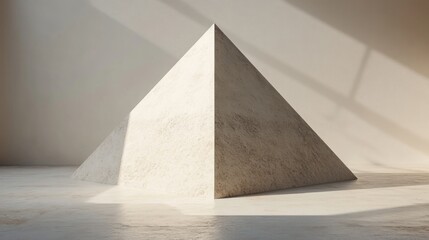 Beige Stone Pyramid in Minimalist Setting