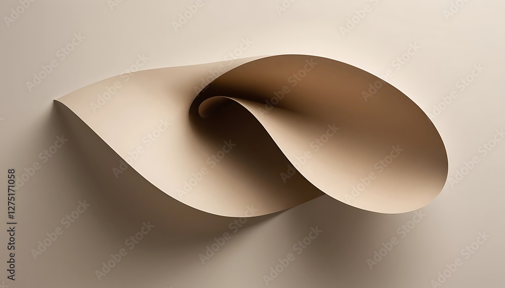 Poster minimalist beige paper curve, abstract design with smooth gradient