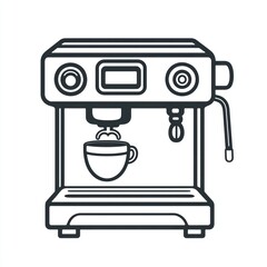 3D line icon of espresso machine symbolizing coffee making and brewing.