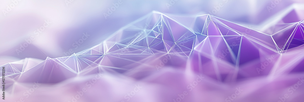 Poster purple background with a lot of lines and triangles. the image is abstract and has a futuristic feel