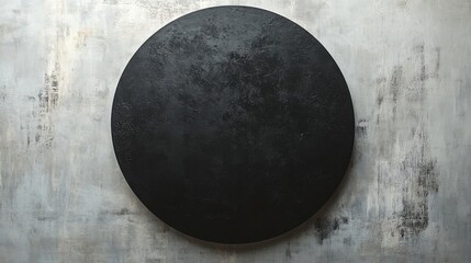 Black Circular Plate on a Grey Textured Background