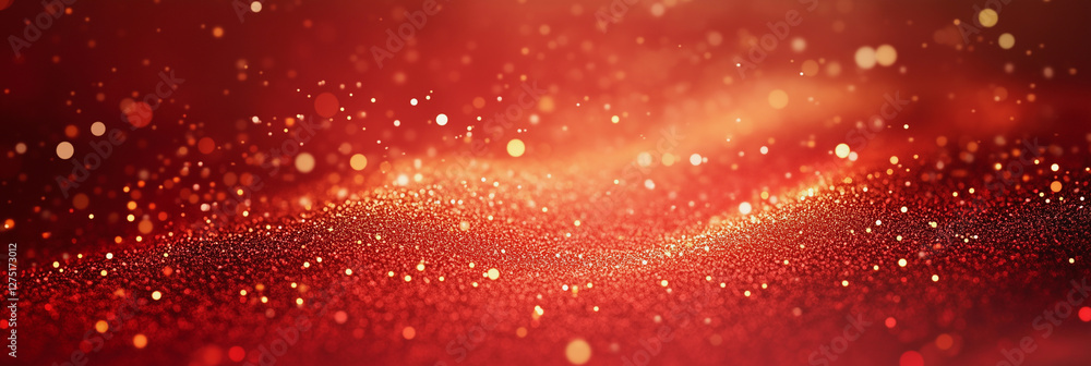 Poster red background with a lot of sparkles. the background is red and the sparkles are scattered all over