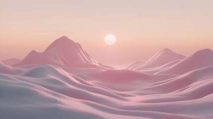 Fototapeta premium Pastel Mountains Sunrise, Digital Landscape, Abstract Nature, Stock Photo