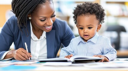 Mother engaging in educational activity with child in cozy home environment close-up view of learning moments