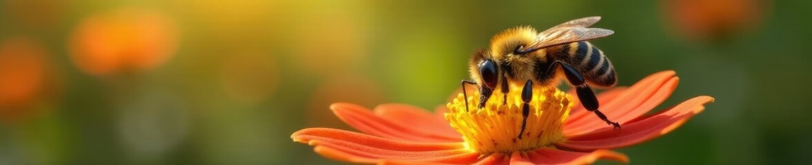 Abeja trabajando en la colmena con polen recogido, flora, naturaleza