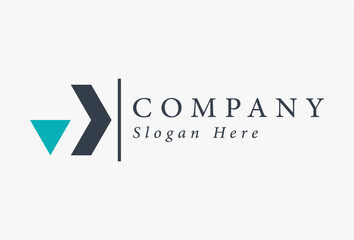 Minimalist Modern Geometric Right Arrow and Triangle Shape Logo. Usable for Business and Technology Logos. Flat Vector Logo Design Template Element