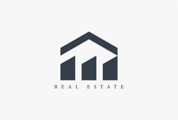 Real Estate logo design. Minimalist Modern Style Building Logotype Concept. Design Element Usable for Architecture, apartment, house, home, construction, Residential, Property, Icon Template Element