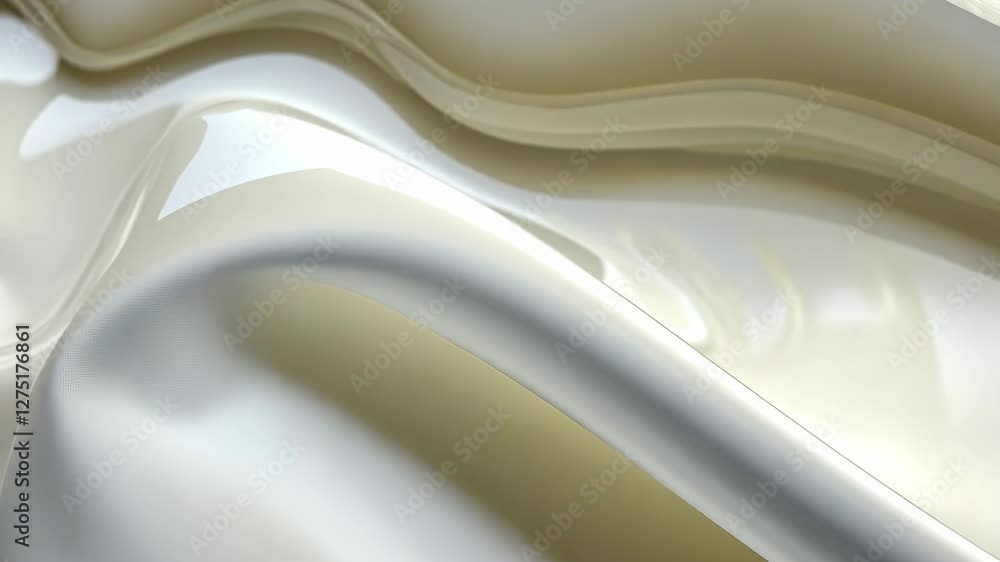 Poster soft waves of cream-colored fabric undulate gently under soft light creating a serene, calming effec