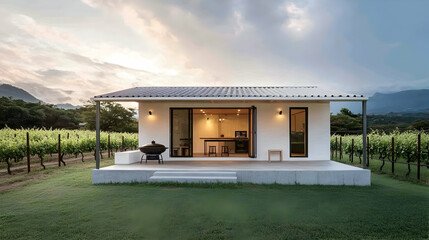 Fototapeta premium A simple two-story small house with white walls