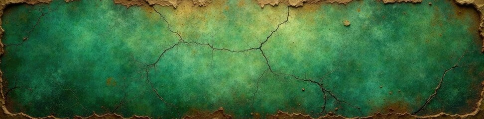 Obraz premium Distressed earthy landscape with deep green and brown hues, grunge, cracks