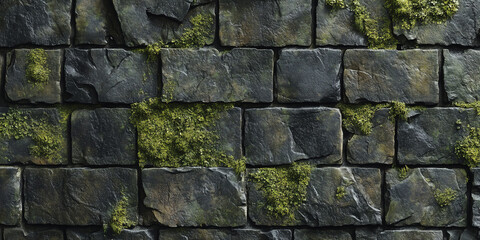 Naklejka premium A close-up of a damp moss-covered wall