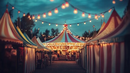 Enchanted Carnival Night: A whimsical journey through twinkling lights and vibrant tents, under a starlit sky.