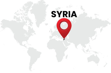 Syria map on transparent background. Syria map with country highlighted with location symbol. Vector illustration of Syria map with pin location.