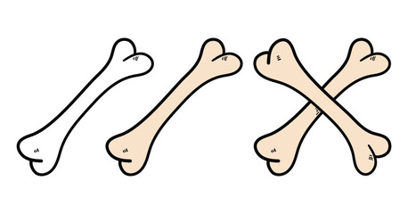 Hand drawn cartoon doodle bone and cross of bones