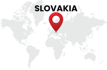 Slovakia map on transparent background. Slovakia map with country highlighted with location symbol. Vector illustration of Slovakia map with pin location.