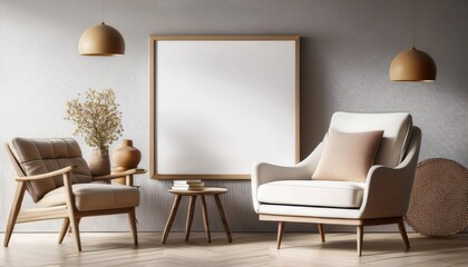 Vintage Retro Armchair, Elevating the Scandinavian Design Aesthetic in a Captivating 3D Illustration Perfect for Home Decor, Art, or Inspiration.