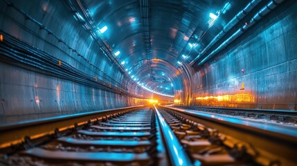 Ultra-fast travel through a neon hyperspace wormhole, glowing streaks of light, cyberpunk retro aesthetic