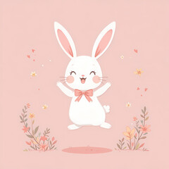 easter bunny with floral wreath