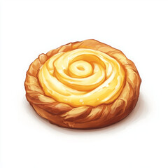 Fototapeta premium Delicious danish pastry swirl inviting sweet treat, appetizing dessert