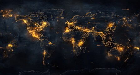 Global illuminated map at night