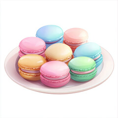 Obraz premium Pastel macarons assortment look delicious on plate, want bite