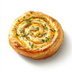 Freshly baked puff pastry swirl looks appetizing and tempting