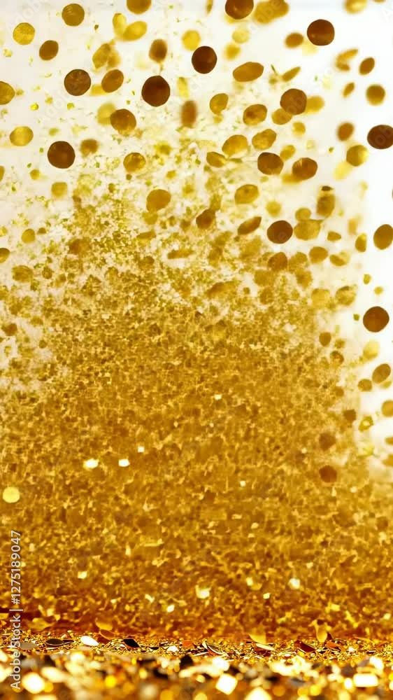 Poster glamour gold glitter falling confetti loop for festive celebrations and stylish party backgrounds wi
