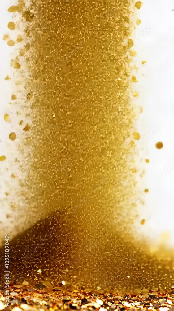 Poster glamour gold glitter falling confetti loop for festive celebrations and stylish party backgrounds wi