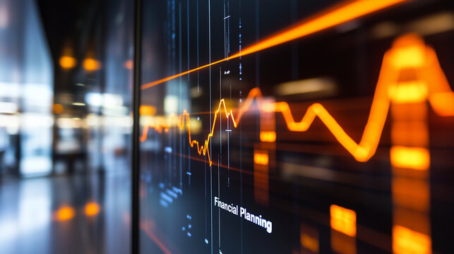 "Financial Planning" backlit sign, graph motif