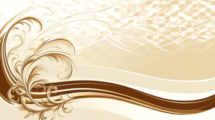 Elegant Brown and Beige Floral Wave Design