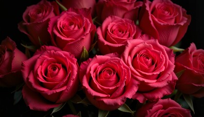 Roses in vibrant pink against a dark background
