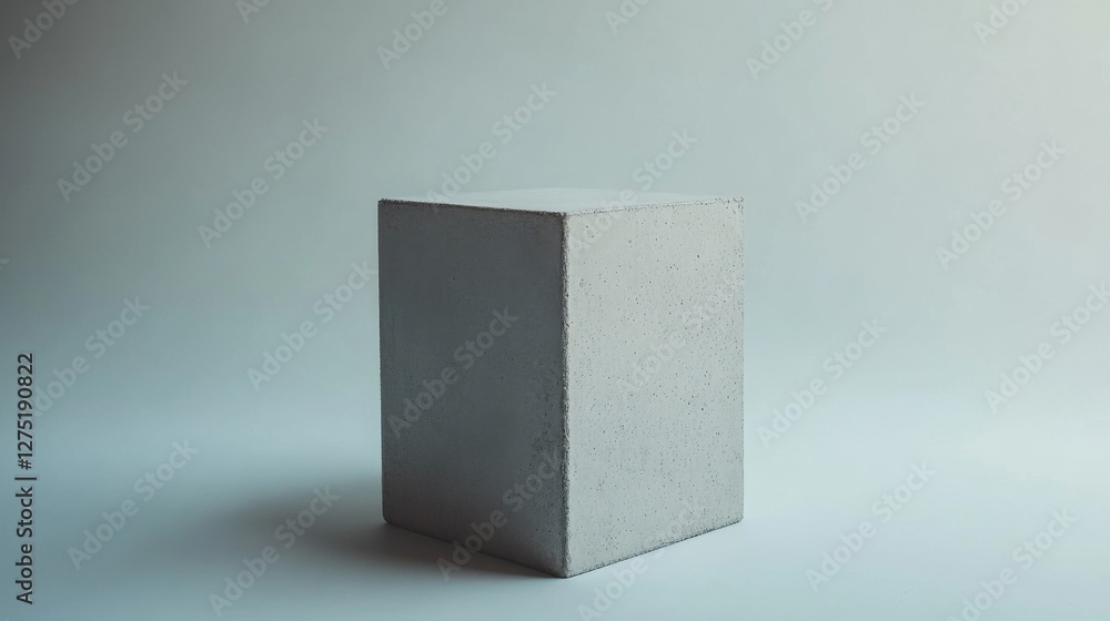 Poster grey cubic block on light grey background