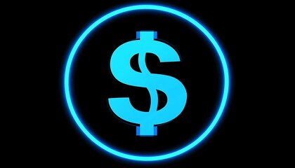 Obraz premium Blue dollar sign neon circle