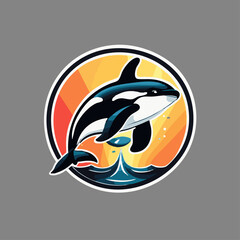 A colourful ocra sea logo, swimming diving 