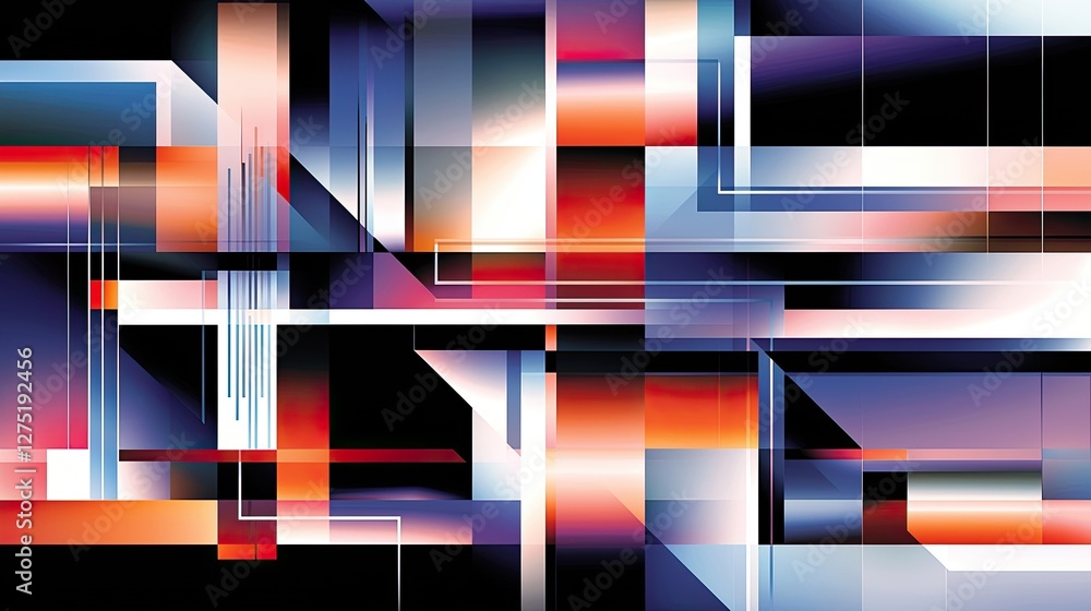 Poster abstract geometric design with bold colors and dynamic shapes