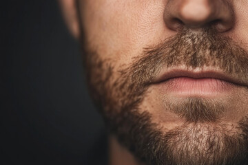 Obraz premium A man with a beard and mustache is shown in profile